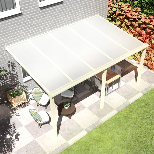 Terrasoverkapping Deluxe modern in Crème wit van 5.06 x 2.5 meter met Opaal polycarbonaat